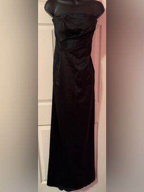 Alberta Ferretti Black Strapless Satin Maxi Dress